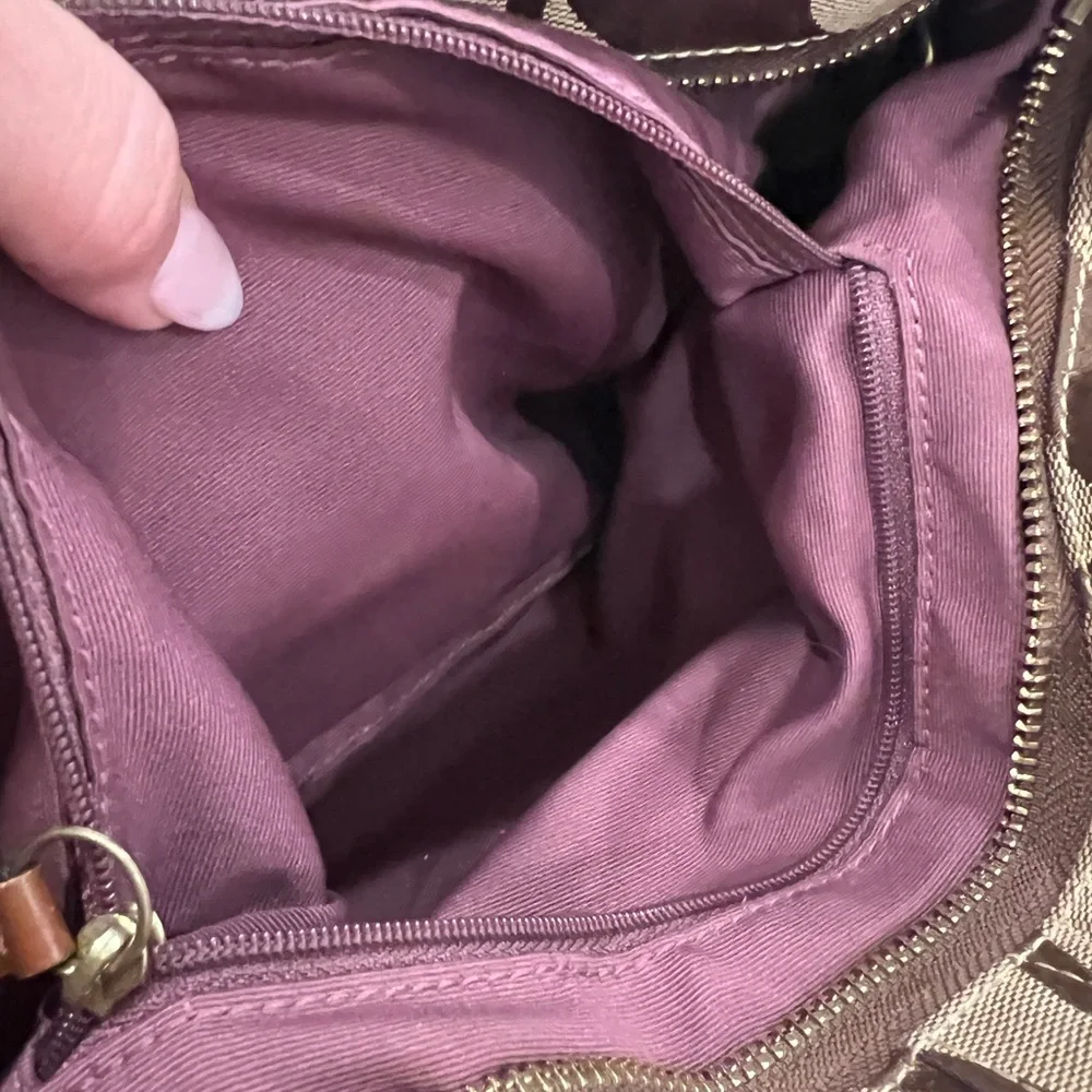 Coach Monogram W Brown Leather Accent Vintage - Picture 11 of 11